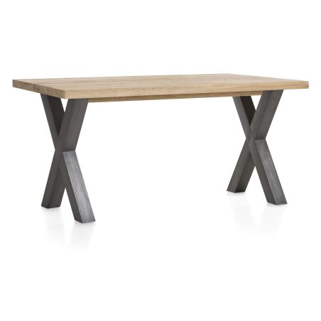 Metalox, table 170 x 100 cm - bords effet tronc d'arbre - pieds X en métal - Henders and Hazel