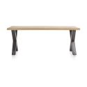Metalox, table 200 x 100 cm - bords effet tronc d'arbre - pieds X en métal - Henders and Hazel