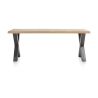 Metalox, table 200 x 100 cm - bords effet tronc d'arbre - pieds X en métal - Henders and Hazel