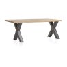 Metalox, table 200 x 100 cm - bords effet tronc d'arbre - pieds X en métal - Henders and Hazel