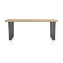Metalox, table 200 x 100 cm- bords effet tronc d'arbre - pieds V en métal - Henders and Hazel