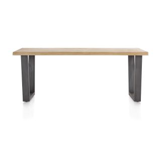 Metalox, table 200 x 100 cm- bords effet tronc d'arbre - pieds V en métal - Henders and Hazel