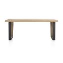 Metalox, table 200 x 100 cm - bords effet tronc d'arbre - pieds V en métal et bois - Henders and Hazel