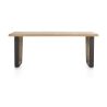 Metalox, table 200 x 100 cm - bords effet tronc d'arbre - pieds V en métal et bois - Henders and Hazel