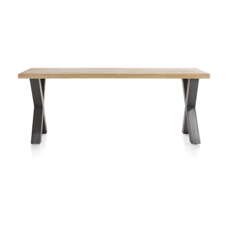 Metalox, table 200 x 100 cm - plateau droit - pieds x en métal - Henders and Hazel