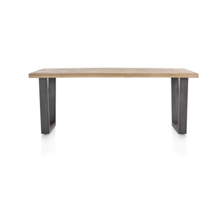 Metalox, table 230 x 100 cm - bords effet tronc d'arbre - pieds V en métal - Henders and Hazel