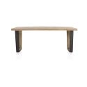 Metalox, table 230 x 100 cm - bords effet tronc d'arbre - pieds V en métal et bois - Henders and Hazel