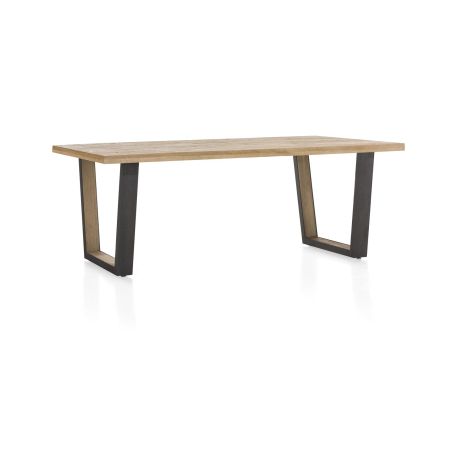 Metalox, table 230 x 100 cm - plateau droit - pieds V en métal et bois - Henders and Hazel