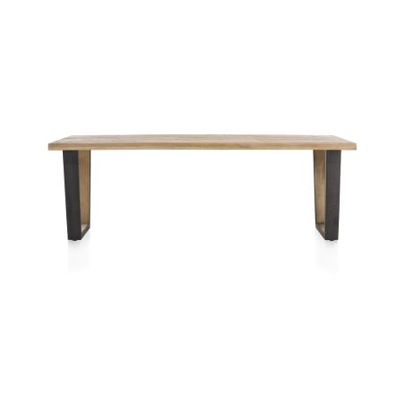 Metalox, table 250 x 100 cm - plateau droit - pieds V en métal et bois - Henders and Hazel
