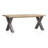 Metalox, table à rallonge 160 (+ 50) x 100 cm - bords effet tronc d'arbre - pieds X en métal - Henders and Hazel