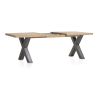 Metalox, table à rallonge 160 (+ 50) x 100 cm - bords effet tronc d'arbre - pieds X en métal - Henders and Hazel