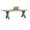 Metalox, table à rallonge 160 (+ 50) x 100 cm - bords effet tronc d'arbre - pieds X en métal - Henders and Hazel