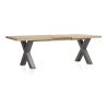 Metalox, table à rallonge 160 (+ 50) x 100 cm - bords effet tronc d'arbre - pieds X en métal - Henders and Hazel