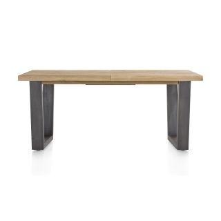 Metalox, table à rallonge 160 (+ 50) x 100 cm - bords effet tronc d'arbre - pieds V en métal - Henders and Hazel