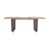 Metalox, table à rallonge 160 (+ 50) x 100 cm - bords effet tronc d'arbre - pieds V en métal - Henders and Hazel
