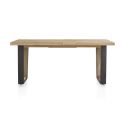 Metalox, table à rallonge 160 (+ 50) x 100 cm - bords effet tronc d'arbre - pieds V en métal et bois - Henders and Hazel