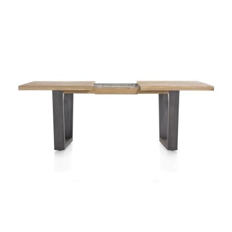 Metalox, table à rallonge 160 (+ 50) x 100 cm - plateau droit - pieds V en métal - Henders and Hazel