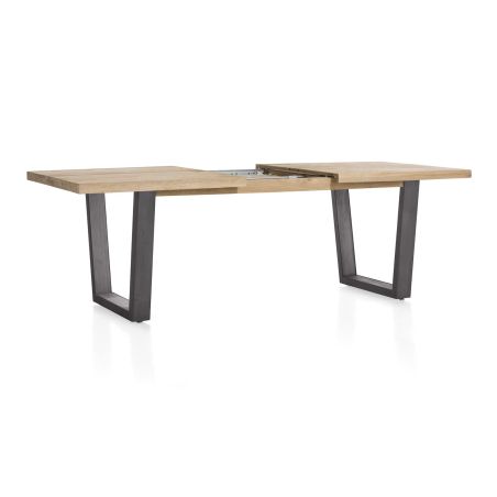 Metalox, table à rallonge 160 (+ 50) x 100 cm - plateau droit - pieds V en métal - Henders and Hazel