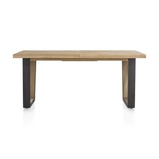 Metalox, table à rallonge 160 (+ 50) x 100 cm - plateau droit - pieds V en métal et bois - Henders and Hazel