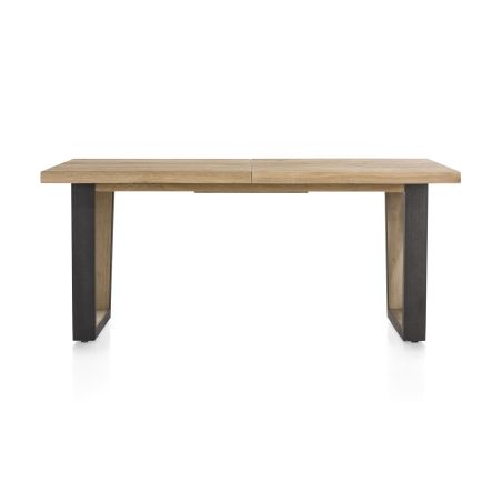 Metalox, table à rallonge 160 (+ 50) x 100 cm - plateau droit - pieds V en métal et bois - Henders and Hazel