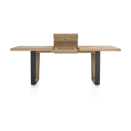 Metalox, table à rallonge 160 (+ 50) x 100 cm - plateau droit - pieds V en métal et bois - Henders and Hazel