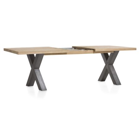 Metalox, table à rallonge 190 (+ 50) x 100 cm - plateau droit - pieds X en métal - Henders and Hazel