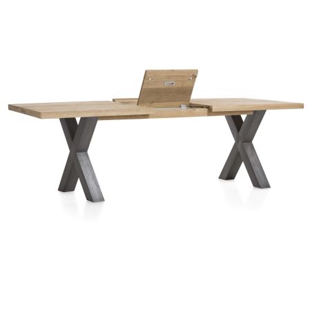 Metalox, table à rallonge 190 (+ 50) x 100 cm - plateau droit - pieds X en métal - Henders and Hazel