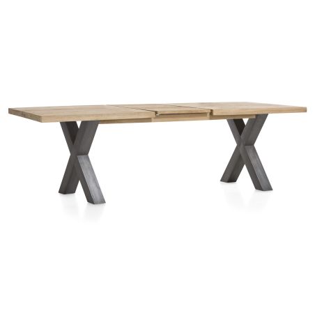 Metalox, table à rallonge 190 (+ 50) x 100 cm - plateau droit - pieds X en métal - Henders and Hazel