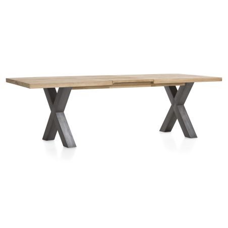 Metalox, table à rallonge 190 (+ 50) x 100 cm - plateau droit - pieds X en métal - Henders and Hazel