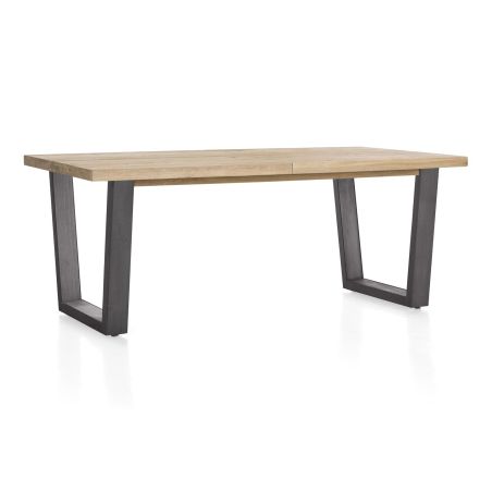 Metalox, table à rallonge 190 (+ 50) x 100 cm - plateau droit - pieds V en métal - Henders and Hazel