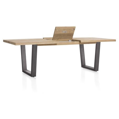 Metalox, table à rallonge 190 (+ 50) x 100 cm - plateau droit - pieds V en métal - Henders and Hazel