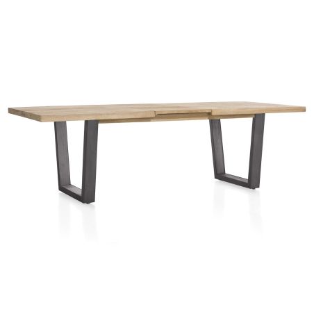 Metalox, table à rallonge 190 (+ 50) x 100 cm - plateau droit - pieds V en métal - Henders and Hazel