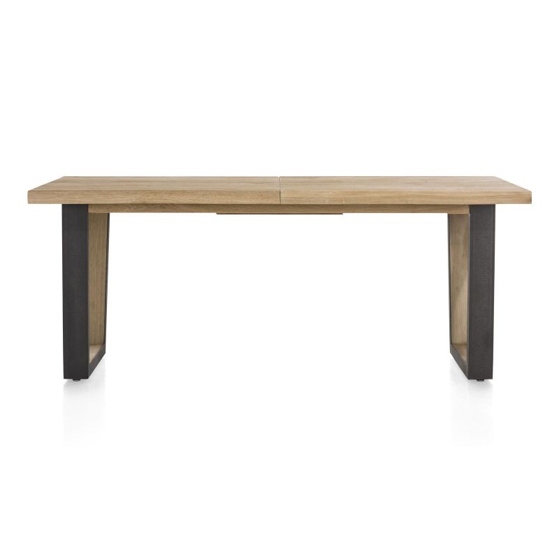 Metalox, table à rallonge 190 (+ 50) x 100 cm - plateau droit - pieds V en métal et bois - Henders and Hazel