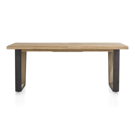 Metalox, table à rallonge 190 (+ 50) x 100 cm - plateau droit - pieds V en métal et bois - Henders and Hazel