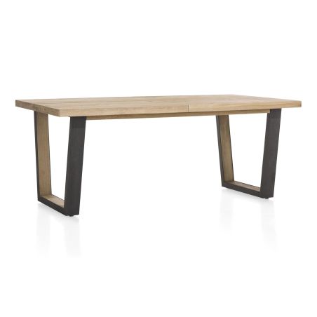 Metalox, table à rallonge 190 (+ 50) x 100 cm - plateau droit - pieds V en métal et bois - Henders and Hazel