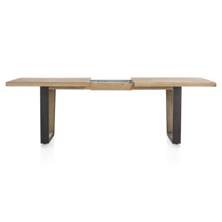 Metalox, table à rallonge 190 (+ 50) x 100 cm - plateau droit - pieds V en métal et bois - Henders and Hazel