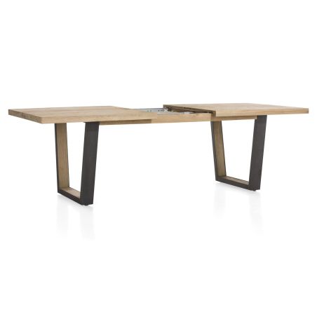 Metalox, table à rallonge 190 (+ 50) x 100 cm - plateau droit - pieds V en métal et bois - Henders and Hazel