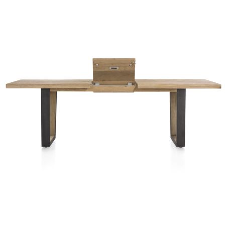 Metalox, table à rallonge 190 (+ 50) x 100 cm - plateau droit - pieds V en métal et bois - Henders and Hazel