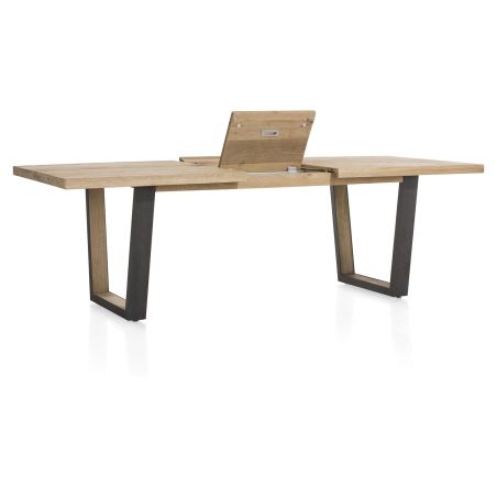 Metalox, table à rallonge 190 (+ 50) x 100 cm - plateau droit - pieds V en métal et bois - Henders and Hazel