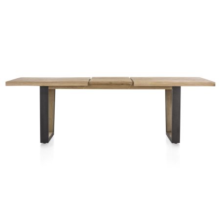 Metalox, table à rallonge 190 (+ 50) x 100 cm - plateau droit - pieds V en métal et bois - Henders and Hazel