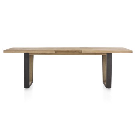 Metalox, table à rallonge 190 (+ 50) x 100 cm - plateau droit - pieds V en métal et bois - Henders and Hazel