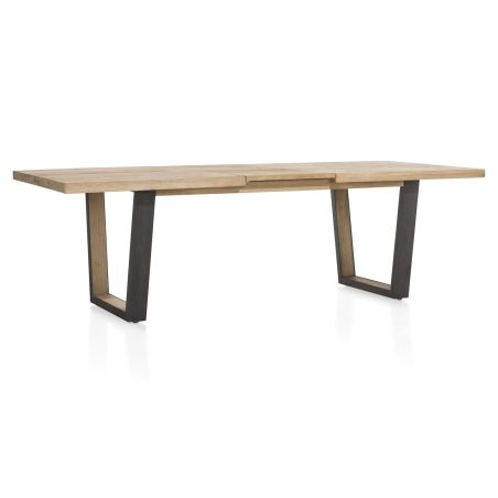 Metalox, table à rallonge 190 (+ 50) x 100 cm - plateau droit - pieds V en métal et bois - Henders and Hazel