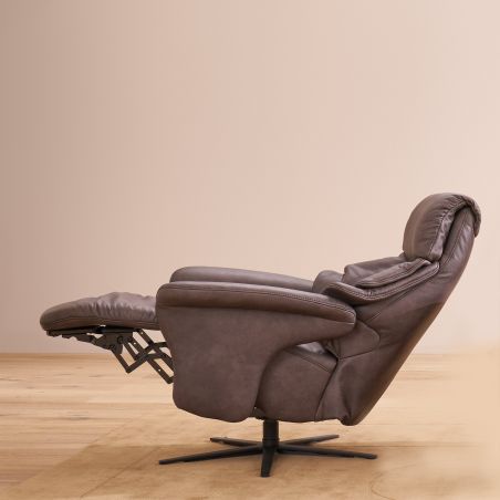 Fauteuil relax manuel en cuir 27 Dbraun EASYSWING 7417 de la marque HIMOLLA