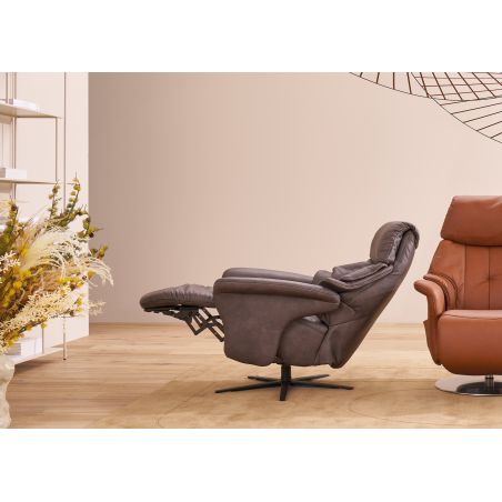 Fauteuil relax manuel en cuir 27 Dbraun EASYSWING 7417 de la marque HIMOLLA
