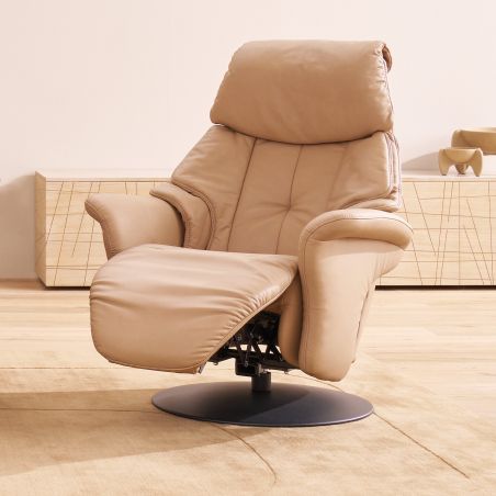 Fauteuil relax électrique 1 moteur EASYSWING 7417 en cuir 22 Pale de la marque HIMOLLA