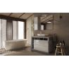Meuble vasque BURGA BETON 110 cm en blanc brillant et décor béton