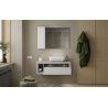 Miroir 110 cm BURGA BETON avec colonne en blanc brillant et décor béton