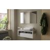 Meuble suspendu avec vasque BURGA BETON 110 cm en blanc brillant et décor béton