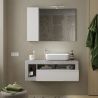 Meuble suspendu avec vasque BURGA BETON 110 cm en blanc brillant et décor béton