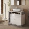 Meuble vasque BURGA BETON 92 cm en blanc brillant et décor béton